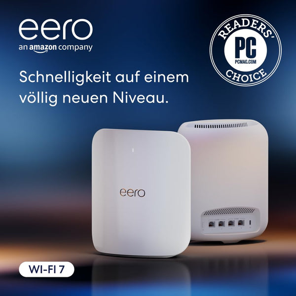 Amazon eero Max 7 Mesh-WLAN-Router | 10-Gbit/s-Ethernet | Bis zu 460 m² Abdeckung | Für Verbindungen mit über 500 Geräten | Ideal für Gaming | Doppelpack | Neueste Generation