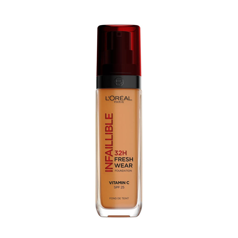 L'Oréal Paris makeup, waterproof and long-lasting liquid foundation with SPF 25, Infaillible 32H Fresh Wear makeup, No. 220 sand, 30 ml