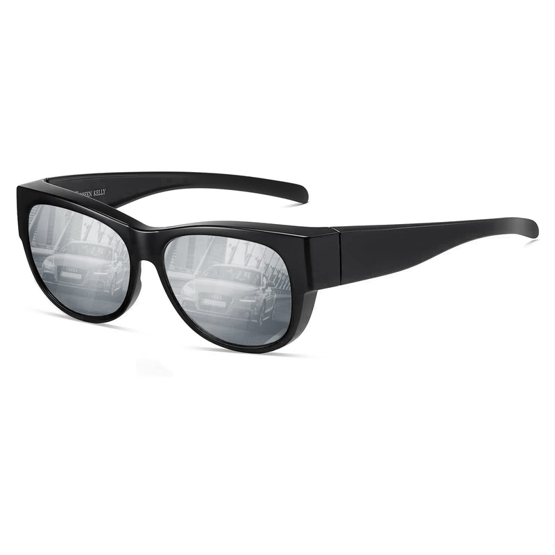 SHEEN KELLY Oversized TR90 Fits Over Sunglasses Mirror Polarised Lens Cateye for Women Drivers Glasses Over Lenses Lightweight