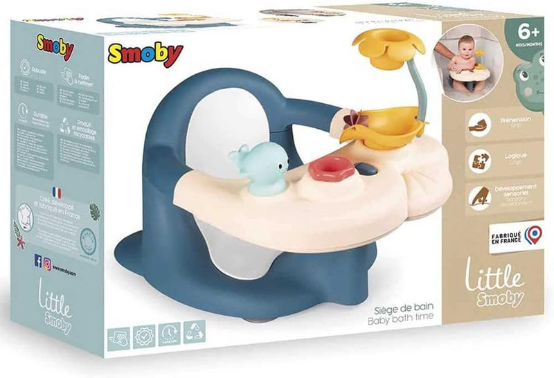 Smoby Toys Little Smoby Baby Bath Seat from 6 Months - Bath Seat with Play Table Including Bath Toy - Seat Aid for Babies and Toddlers with Suction Cups