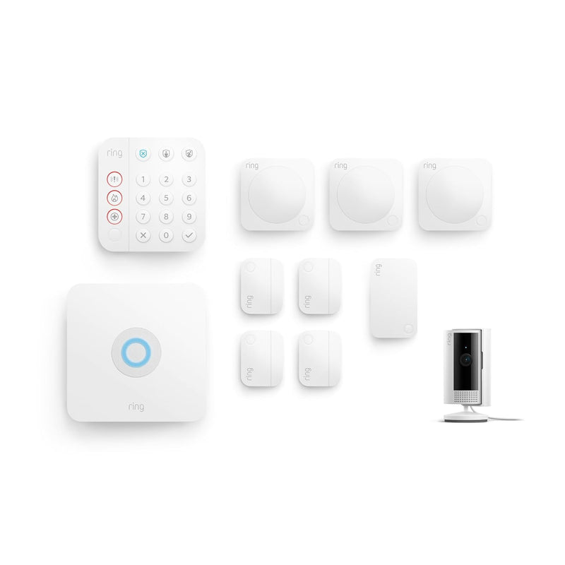 Ring Alarm - L + Innenkamera (Indoor Camera, 2. Gen.) im Paket | Alarmanlage für Haus & Wohnung mit WLAN & Kamera | Alarm-Benachrichtigungen auf dein Smartphone, haustierfreundlich | Alexa-kompatibel