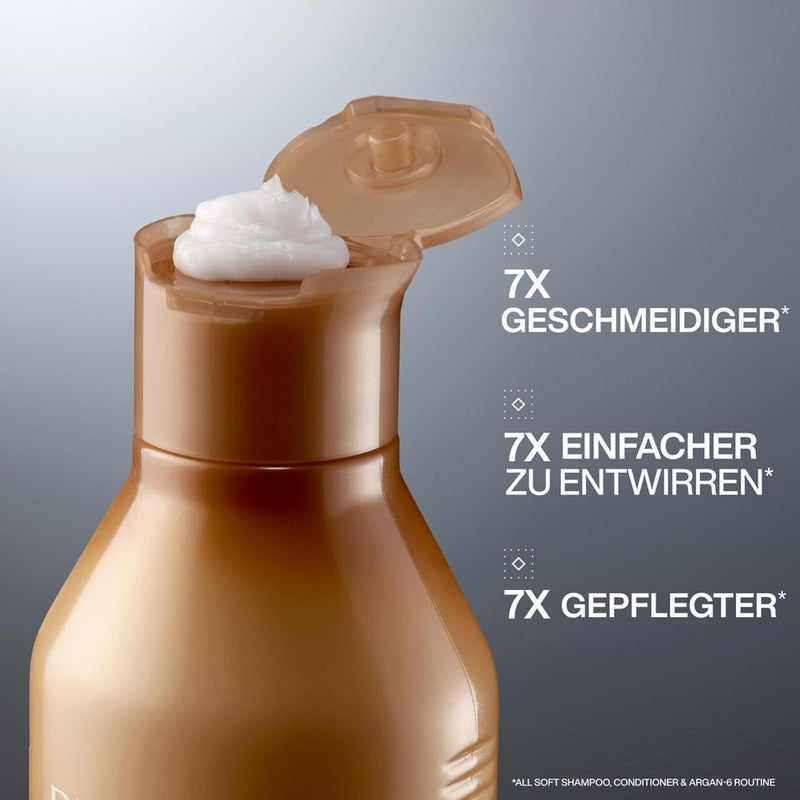 Redken | Pflegeset für trockenes und brüchiges Haar, Belebt und hydratisiert, Mit Omega-6 und Argan-Öl, All Soft Shampoo 300 ml & Conditioner 300 ml