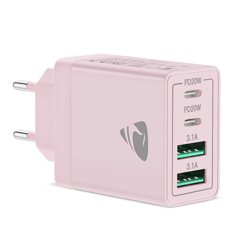 Aioneus USB C Charger, 4 Ports Multiple Charger with USB C and USB A, 40 W Fast Charger, PD 3.0 Power Adapter, USB Power Supply for iPhone 15/14 Pro Max/13/12/11/SE 2020/XS/XR/8/7, Samsung Phones