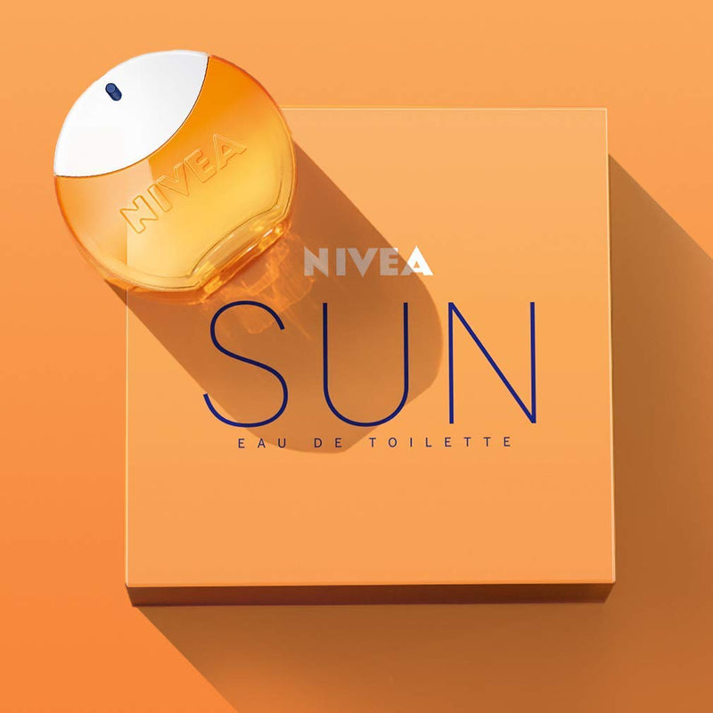 Nivea Sun Eau de Toilette (1 x 30 ml) with the Original Nivea Sun Sun Cream Fragrance, Summer Ladies Fragrance in an iconic perfume bottle, sensual Nivea Sun EDT awakens memories of the summer
