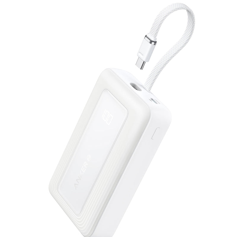 Anker Powerbank 20,000 mAh 30 W with Integrated USB-C Cable, High-Speed Portable Charger, 1 USB-C, 1 USB-A, Battery Pack for iPhone 15/15 Pro/15 Pro Max/15 Plus, MacBook, Galaxy and More