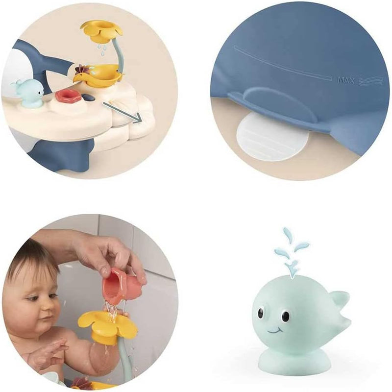 Smoby Toys Little Smoby Baby Bath Seat from 6 Months - Bath Seat with Play Table Including Bath Toy - Seat Aid for Babies and Toddlers with Suction Cups