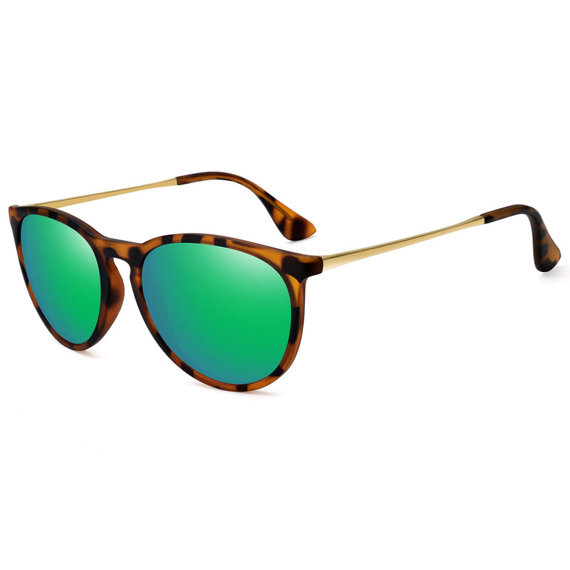 WOWSUN Polarized Sunglasses for Women Vintage Retro Round Mirrored Lenses