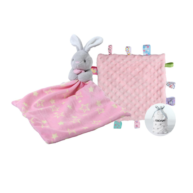 CREVENT Soft Safe Fluffy Animal Face Baby Comforter Blanket for Girls and Boys, Great Gifts for Birthday, Baby Shower (Pink Bear + Pendant)