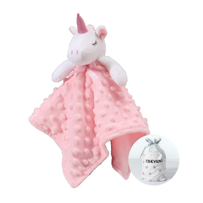 CREVENT Soft Safe Fluffy Animal Face Baby Comforter Blanket for Girls and Boys, Great Gifts for Birthday, Baby Shower (Pink Bear + Pendant)