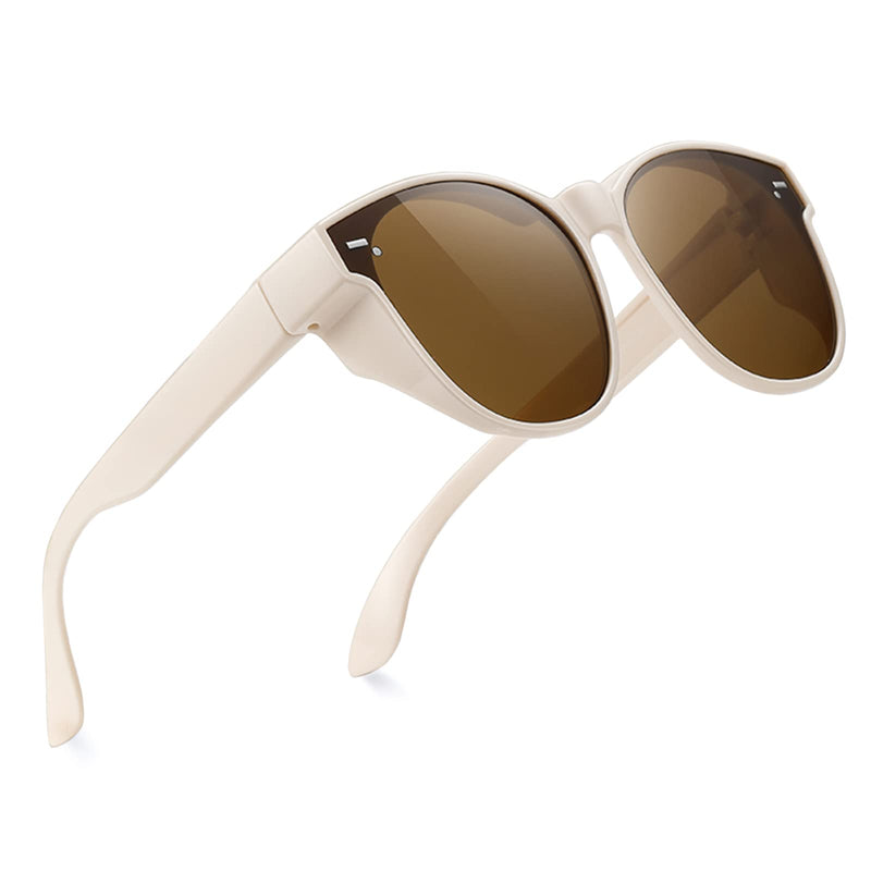 SHEEN KELLY Oversized TR90 Fits Over Sunglasses Mirror Polarised Lens Cateye for Women Drivers Glasses Over Lenses Lightweight