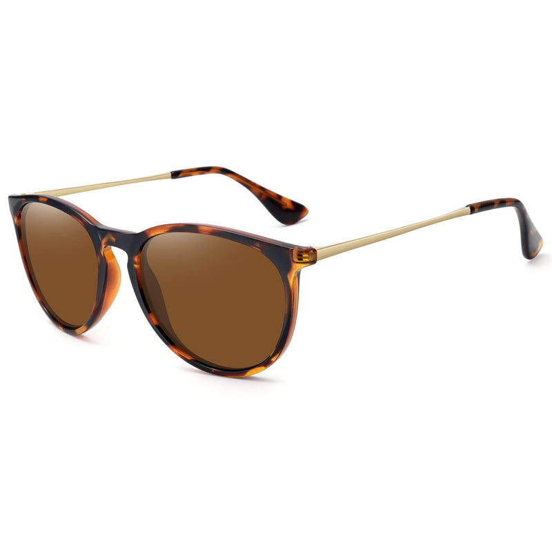 WOWSUN Polarized Sunglasses for Women Vintage Retro Round Mirrored Lenses