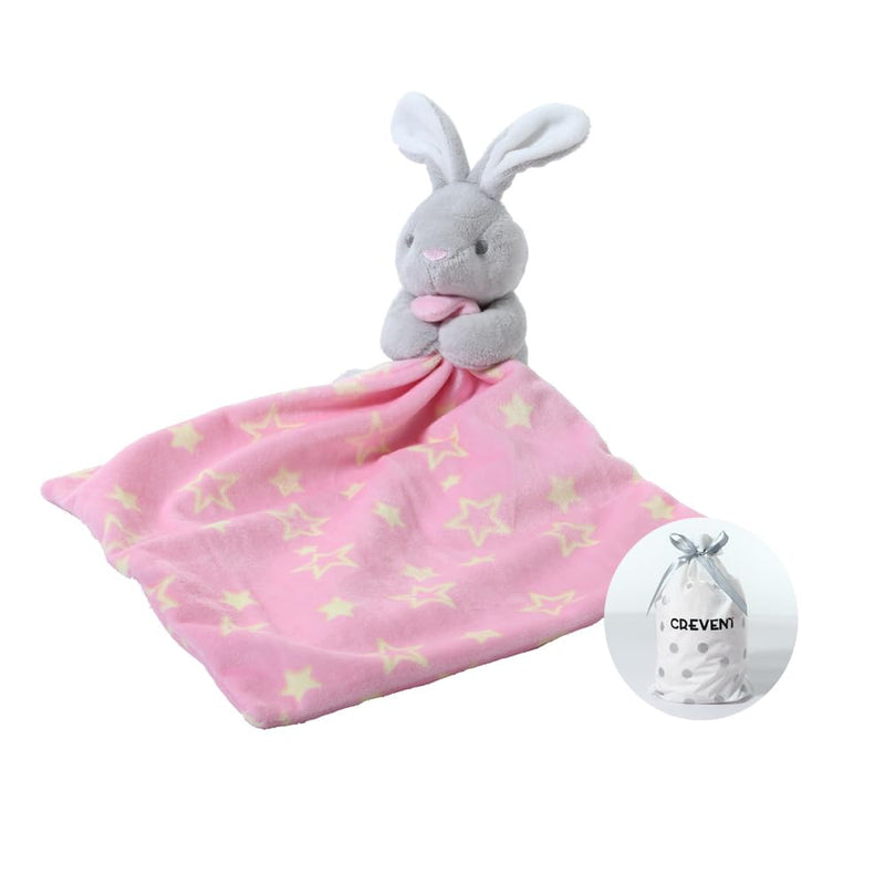 CREVENT Soft Safe Fluffy Animal Face Baby Comforter Blanket for Girls and Boys, Great Gifts for Birthday, Baby Shower (Pink Bear + Pendant)
