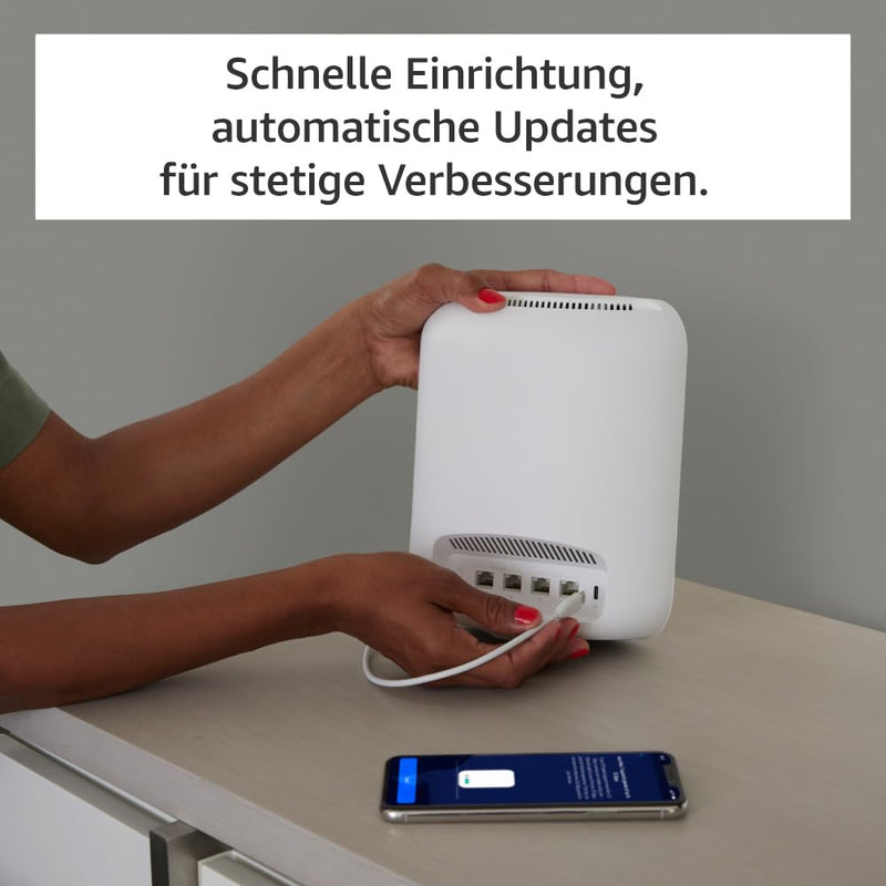 Amazon eero Max 7 Mesh-WLAN-Router | 10-Gbit/s-Ethernet | Bis zu 460 m² Abdeckung | Für Verbindungen mit über 500 Geräten | Ideal für Gaming | Doppelpack | Neueste Generation