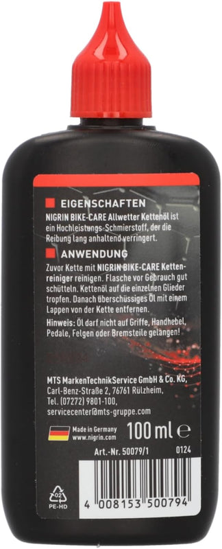 Nigrin 50079 Bicycle Chain Oil, 100 ml, Grey