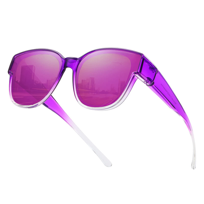 SHEEN KELLY Oversized TR90 Fits Over Sunglasses Mirror Polarised Lens Cateye for Women Drivers Glasses Over Lenses Lightweight