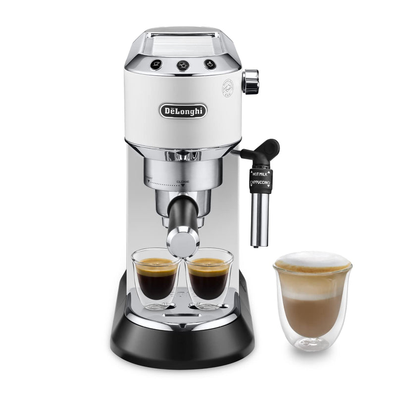 De'Longhi Dedica Style EC 685.M – Espresso Siebträgermaschine, Espressomaschine mit professionellem Milchaufschäumer, nur 15 cm breit, für Kaffeepulver oder ESE Pads, 1 l Wassertank, silber