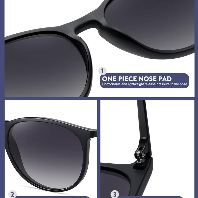 WOWSUN Polarized Sunglasses for Women Vintage Retro Round Mirrored Lenses