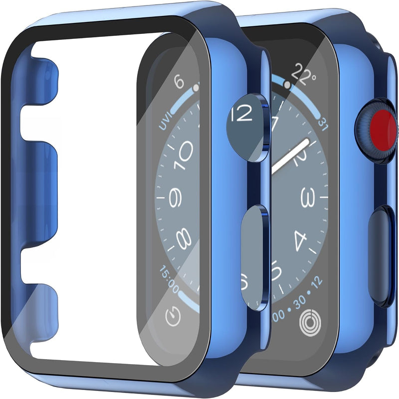 Misxi Pack of 2 Hard PC Protective Cases with Tempered Screen Protector for Apple Watch Series 10 (2024) 46 mm, Ultra Thin Anti-fall Scratch-Resistant Cover Protection for iWatch Matte Black