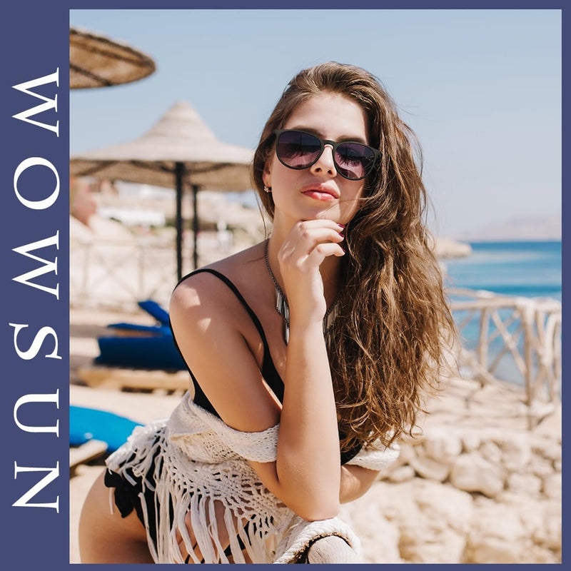 WOWSUN Polarized Sunglasses for Women Vintage Retro Round Mirrored Lenses