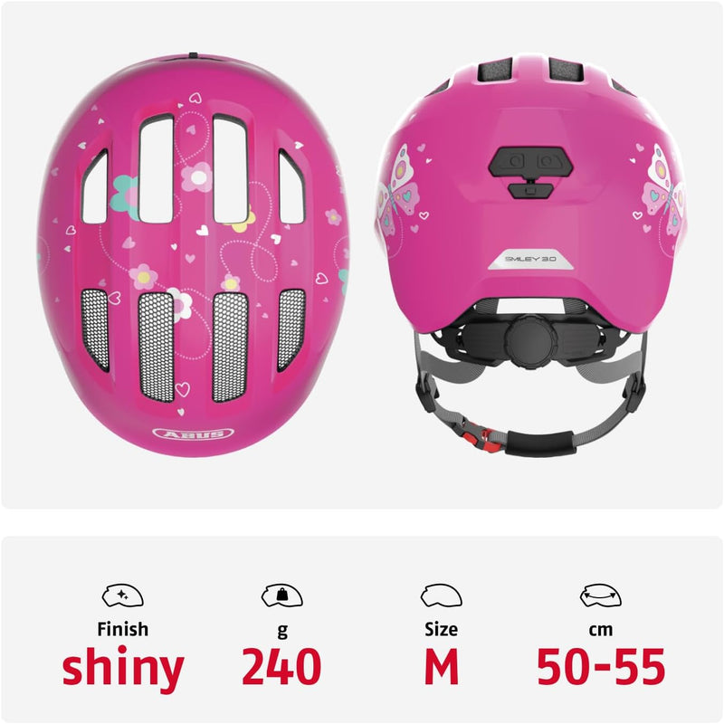 ABUS Smiley 3.0 Children’s Bicycle Helmet with Deep Fit, Child-Friendly Designs and Space for a Ponytail, Suitable for Girls and Boys