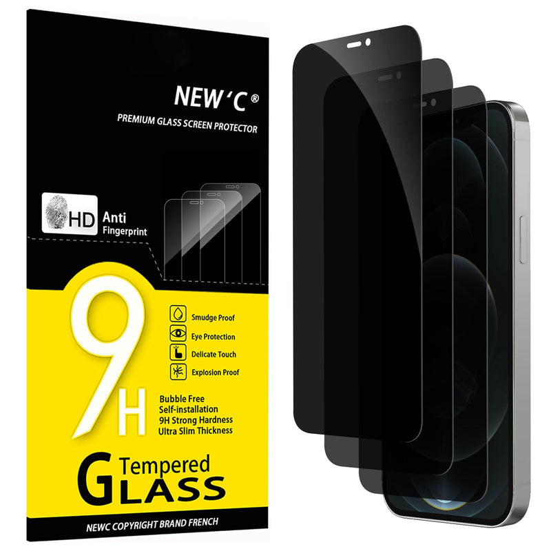 NEW'C Pack of 3 for iPhone 16, iPhone 15 for tempered glass (6.1 inches), free from scratches, 9H hardness, HD screen protector, ultra clear, ultra-resistant, easy installation tool included