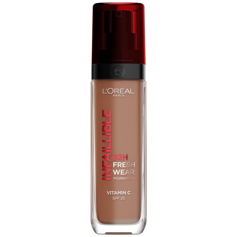 L'Oréal Paris makeup, waterproof and long-lasting liquid foundation with SPF 25, Infaillible 32H Fresh Wear makeup, No. 220 sand, 30 ml