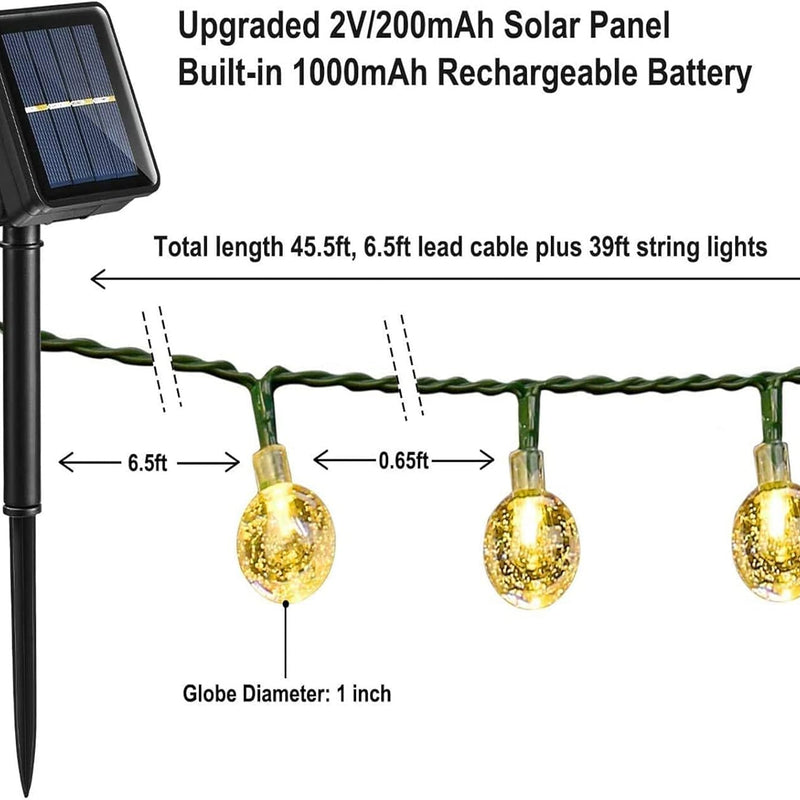 Moxled Solar Fairy Lights Outdoor 60 LED, 11 m Fairy Lights Outdoor Solar Waterproof 8 Modes Crystal Balls Solar Fairy Lights Outdoor for Garden, Patio, Balcony, Parties (Warm White)