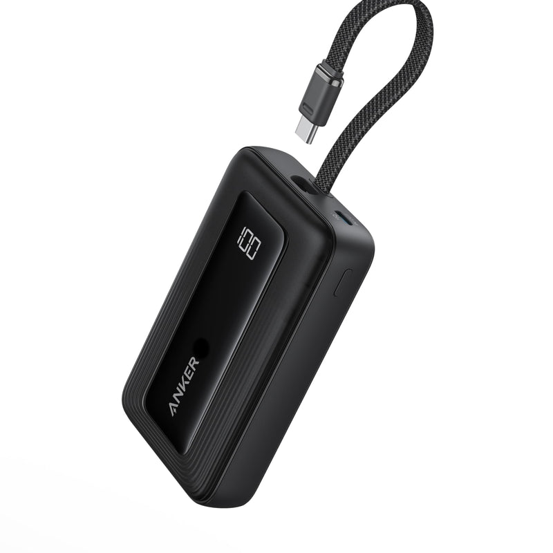 Anker Powerbank 20,000 mAh 30 W with Integrated USB-C Cable, High-Speed Portable Charger, 1 USB-C, 1 USB-A, Battery Pack for iPhone 15/15 Pro/15 Pro Max/15 Plus, MacBook, Galaxy and More