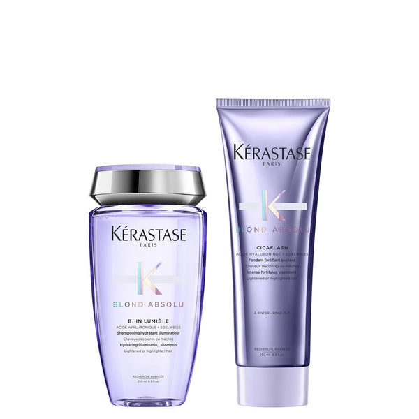 Kérastase, Blond Absolu, Pflegeroutine mit Shampoo und Haarspülung für blondiertes, gesträhntes oder natürlich blondes Haar, Mit Hyaluronsäure