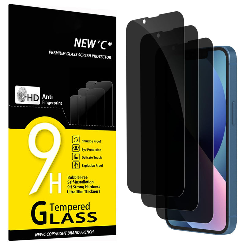 NEW'C Pack of 3 for iPhone 16, iPhone 15 for tempered glass (6.1 inches), free from scratches, 9H hardness, HD screen protector, ultra clear, ultra-resistant, easy installation tool included