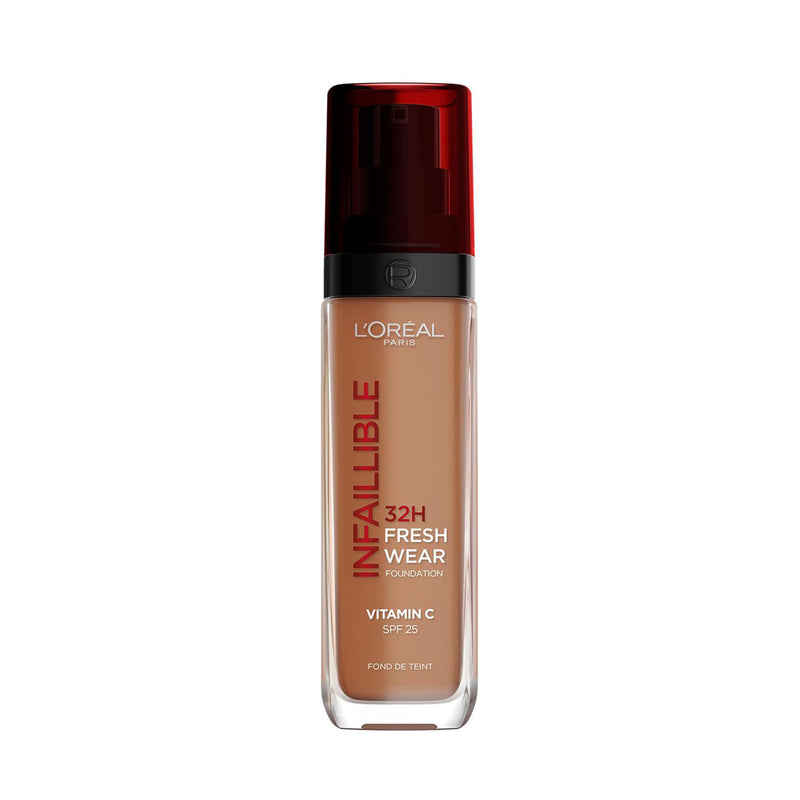 L'Oréal Paris makeup, waterproof and long-lasting liquid foundation with SPF 25, Infaillible 32H Fresh Wear makeup, No. 220 sand, 30 ml