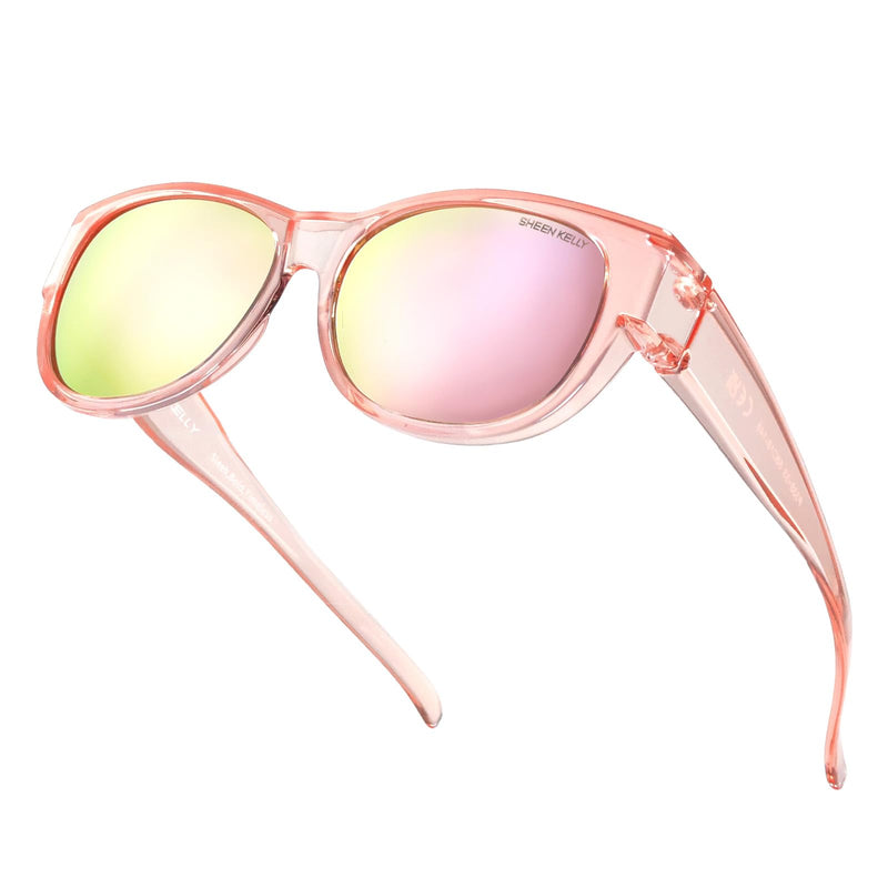 SHEEN KELLY Oversized TR90 Fits Over Sunglasses Mirror Polarised Lens Cateye for Women Drivers Glasses Over Lenses Lightweight