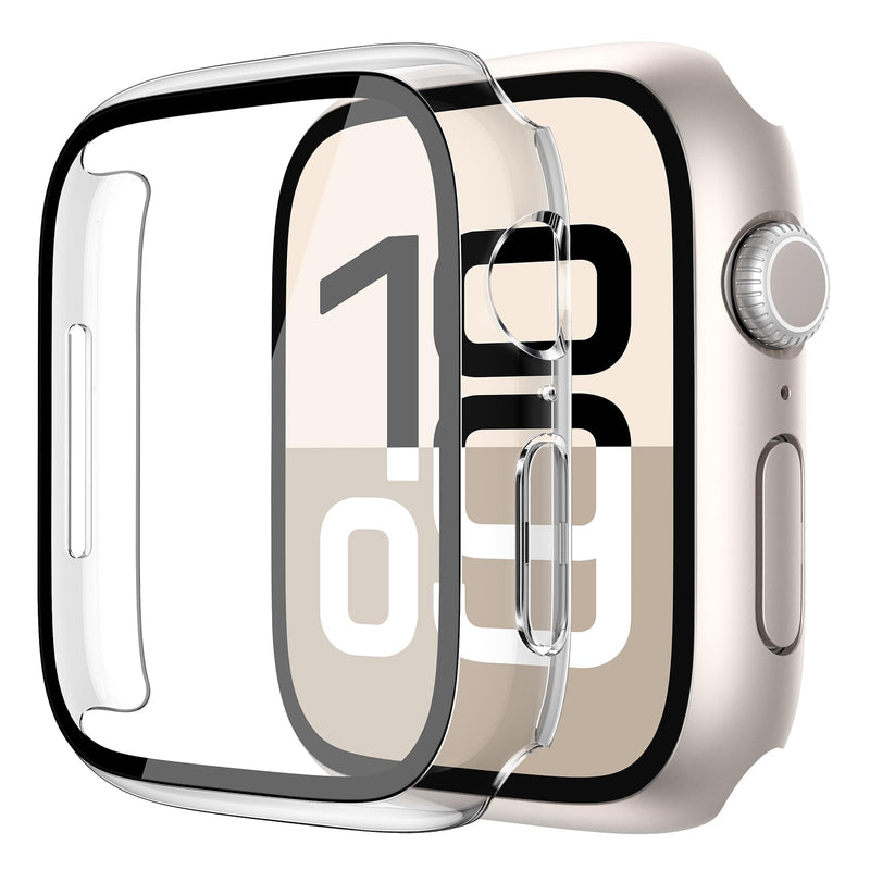 Misxi Pack of 2 Hard PC Protective Cases with Tempered Screen Protector for Apple Watch Series 10 (2024) 46 mm, Ultra Thin Anti-fall Scratch-Resistant Cover Protection for iWatch Matte Black