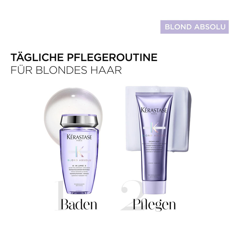 Kérastase, Blond Absolu, Pflegeroutine mit Shampoo und Haarspülung für blondiertes, gesträhntes oder natürlich blondes Haar, Mit Hyaluronsäure