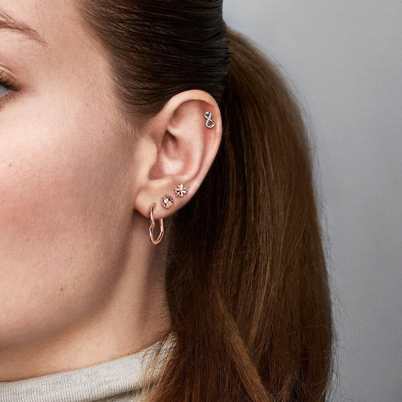 Pandora Asymmetric Heart Hoop Earrings
