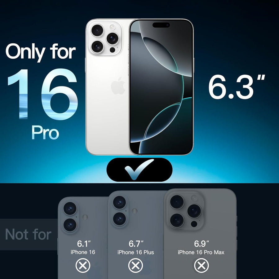 JETech Screen Protector for iPhone 16 Pro 6.3 Inch, Tempered Glass Screen Protector with Easy Installation Tool, Does Not Influence the Case, HD Clear, Pack of 3