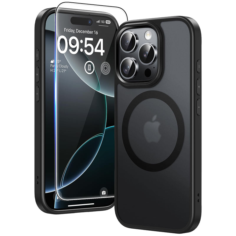 TAURI 3 in 1 for iPhone 16 Case 6.1 Inch with 2 Pieces Tempered Glass Screen Protector, Military Standard Protection, [Anti-Yellowing] Shockproof Transparent Mobile Phone Case - Transparent