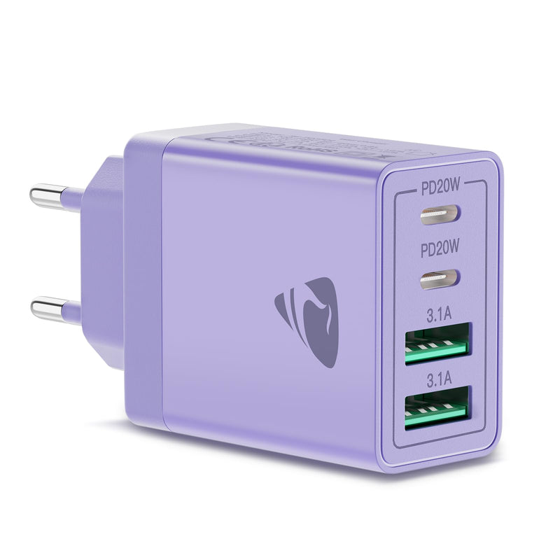 Aioneus USB C Charger, 4 Ports Multiple Charger with USB C and USB A, 40 W Fast Charger, PD 3.0 Power Adapter, USB Power Supply for iPhone 15/14 Pro Max/13/12/11/SE 2020/XS/XR/8/7, Samsung Phones
