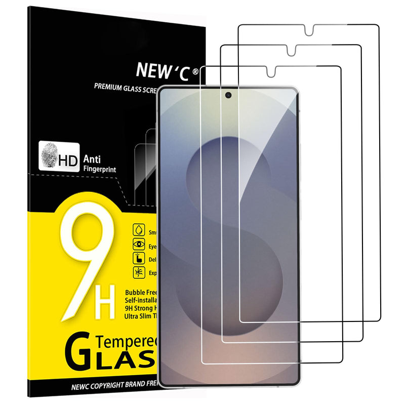 NEW'C Tempered Glass Screen Protector for Samsung Galaxy S24 FE 5G, Free from Scratches, 9H Hardness, HD Screen Protector, 0.33 mm Ultra Clear, Ultra Resistant, Pack of 3