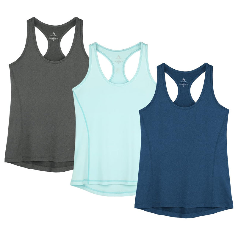 icyzone Women's Sports Top, Yoga Tank Top, Racerback Top, Running, Fitness, Functional Shirt, Pack of 3