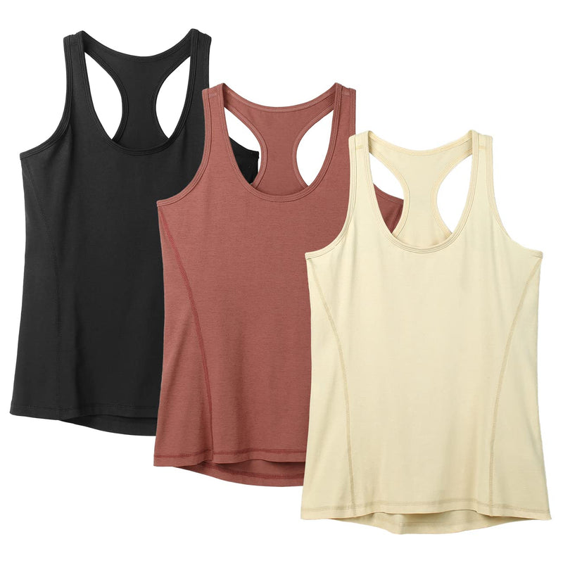 icyzone Women's Sports Top, Yoga Tank Top, Racerback Top, Running, Fitness, Functional Shirt, Pack of 3
