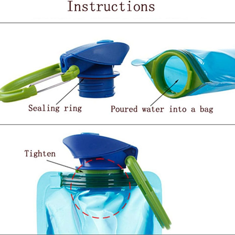 YoMaris Unisex Adult 700ML Foldable Set of 3 Reusable Water Bottles with CE, RoHS Certificates, Foldable, Flexible, For Hiking, Adventure, Travel