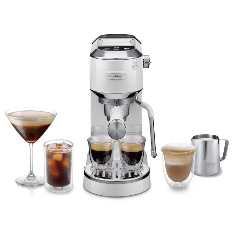 De'Longhi Dedica Style EC 685.M – Espresso Siebträgermaschine, Espressomaschine mit professionellem Milchaufschäumer, nur 15 cm breit, für Kaffeepulver oder ESE Pads, 1 l Wassertank, silber