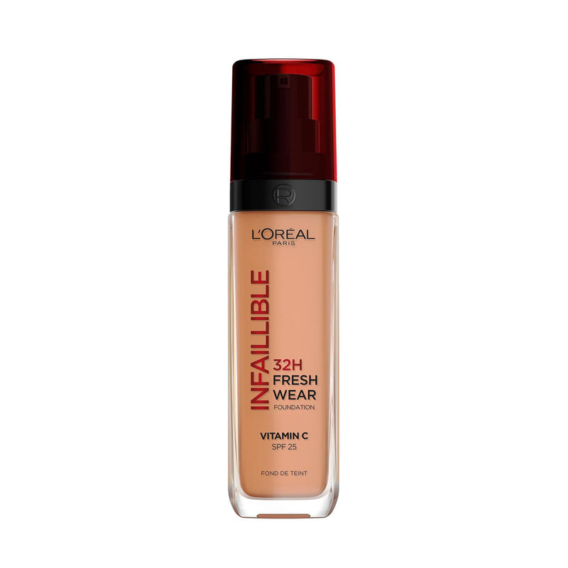 L'Oréal Paris makeup, waterproof and long-lasting liquid foundation with SPF 25, Infaillible 32H Fresh Wear makeup, No. 220 sand, 30 ml