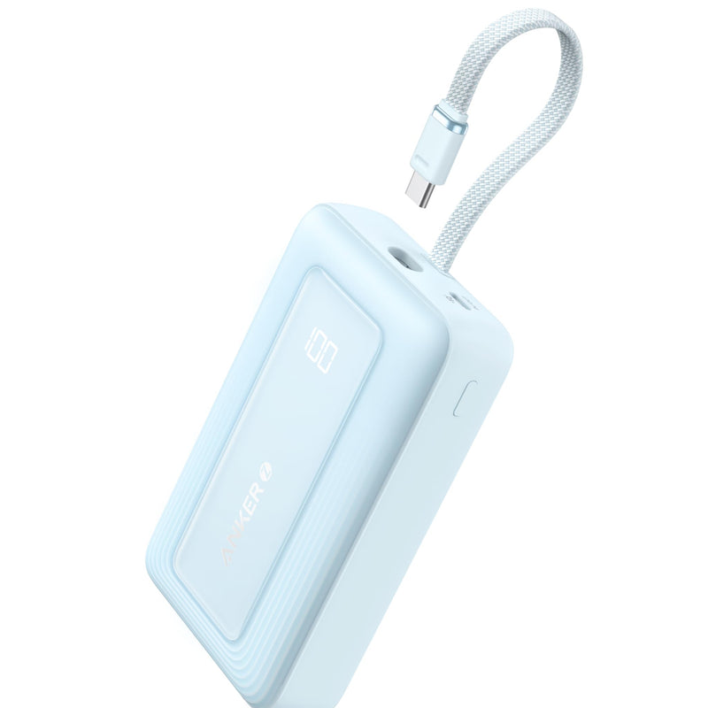 Anker Powerbank 20,000 mAh 30 W with Integrated USB-C Cable, High-Speed Portable Charger, 1 USB-C, 1 USB-A, Battery Pack for iPhone 15/15 Pro/15 Pro Max/15 Plus, MacBook, Galaxy and More