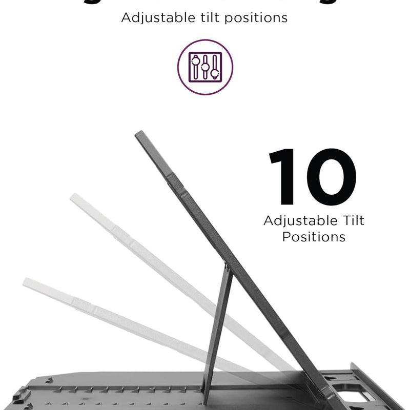Lenovo GXF0X02619 2-in-1 Laptop Stand Ergonomic 10 Adjustable Tilt Angles Ventilated Non-Slip Portable Black
