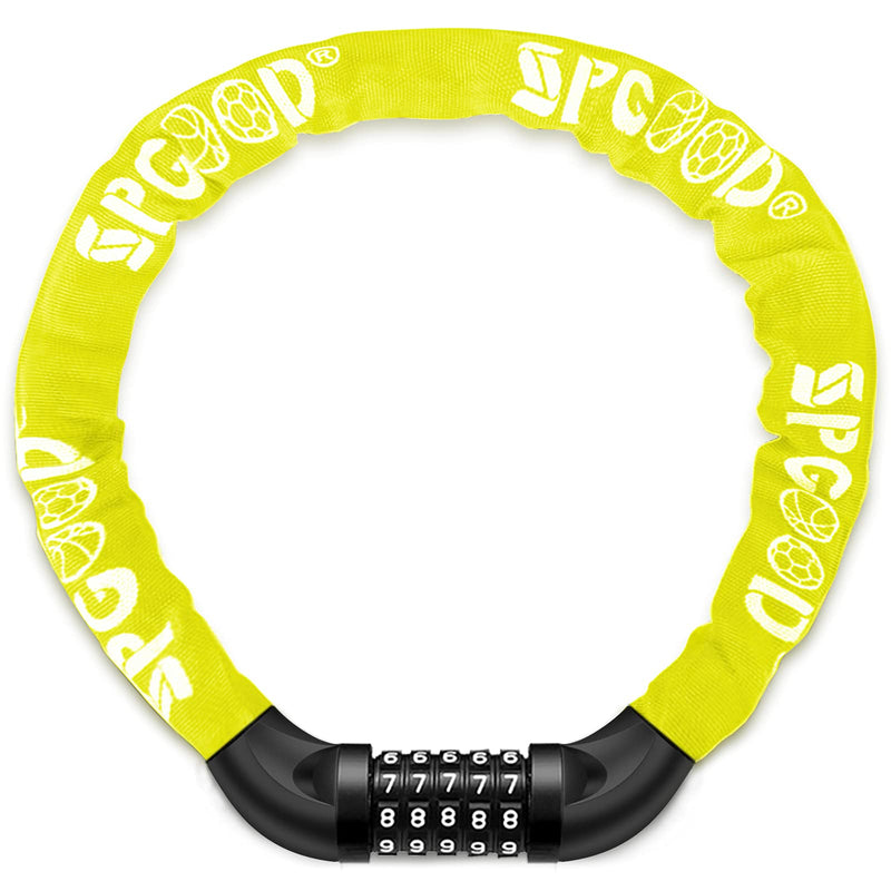 SPGOOD Bicycle Lock with Numbers and High Security Level, Bicycle Chain Lock, Number Code Combination Lock, Hardened Steel Chain Links, 14 Colours
