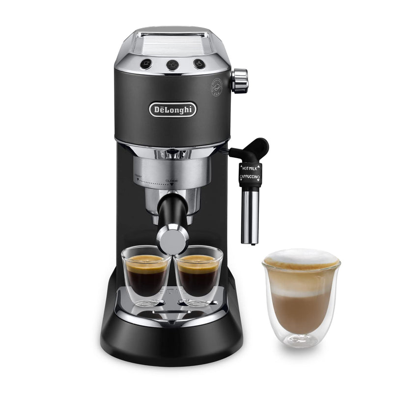 De'Longhi Dedica Style EC 685.M – Espresso Siebträgermaschine, Espressomaschine mit professionellem Milchaufschäumer, nur 15 cm breit, für Kaffeepulver oder ESE Pads, 1 l Wassertank, silber