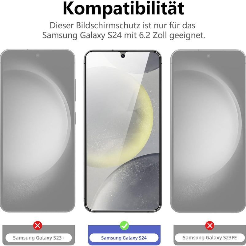 NEW'C Tempered Glass Screen Protector for Samsung Galaxy S24 FE 5G, Free from Scratches, 9H Hardness, HD Screen Protector, 0.33 mm Ultra Clear, Ultra Resistant, Pack of 3