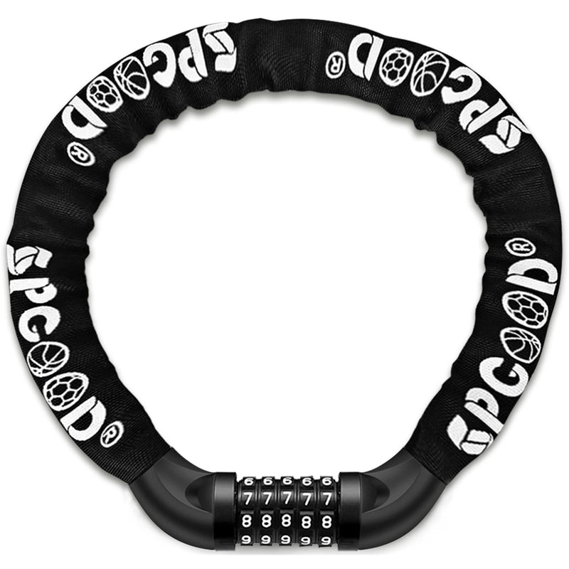 SPGOOD Bicycle Lock with Numbers and High Security Level, Bicycle Chain Lock, Number Code Combination Lock, Hardened Steel Chain Links, 14 Colours